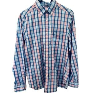 Vineyard Vines Shirt Mens Small Pink Blue Plaid On‎ The Go OTG Performance